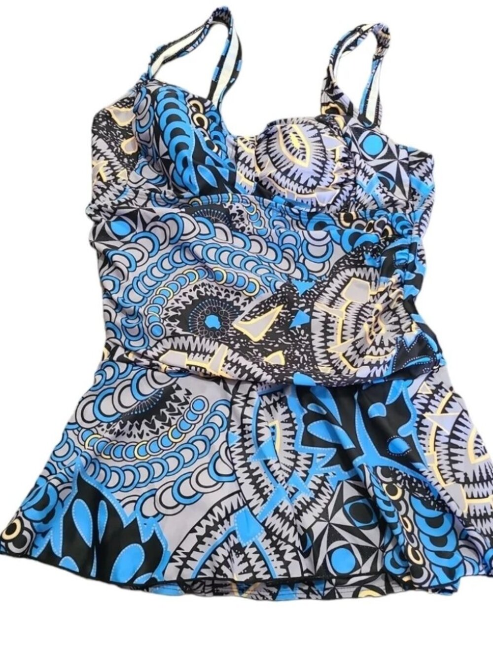 Geometric Print Wide Strap One Piece Swimsuit Size large